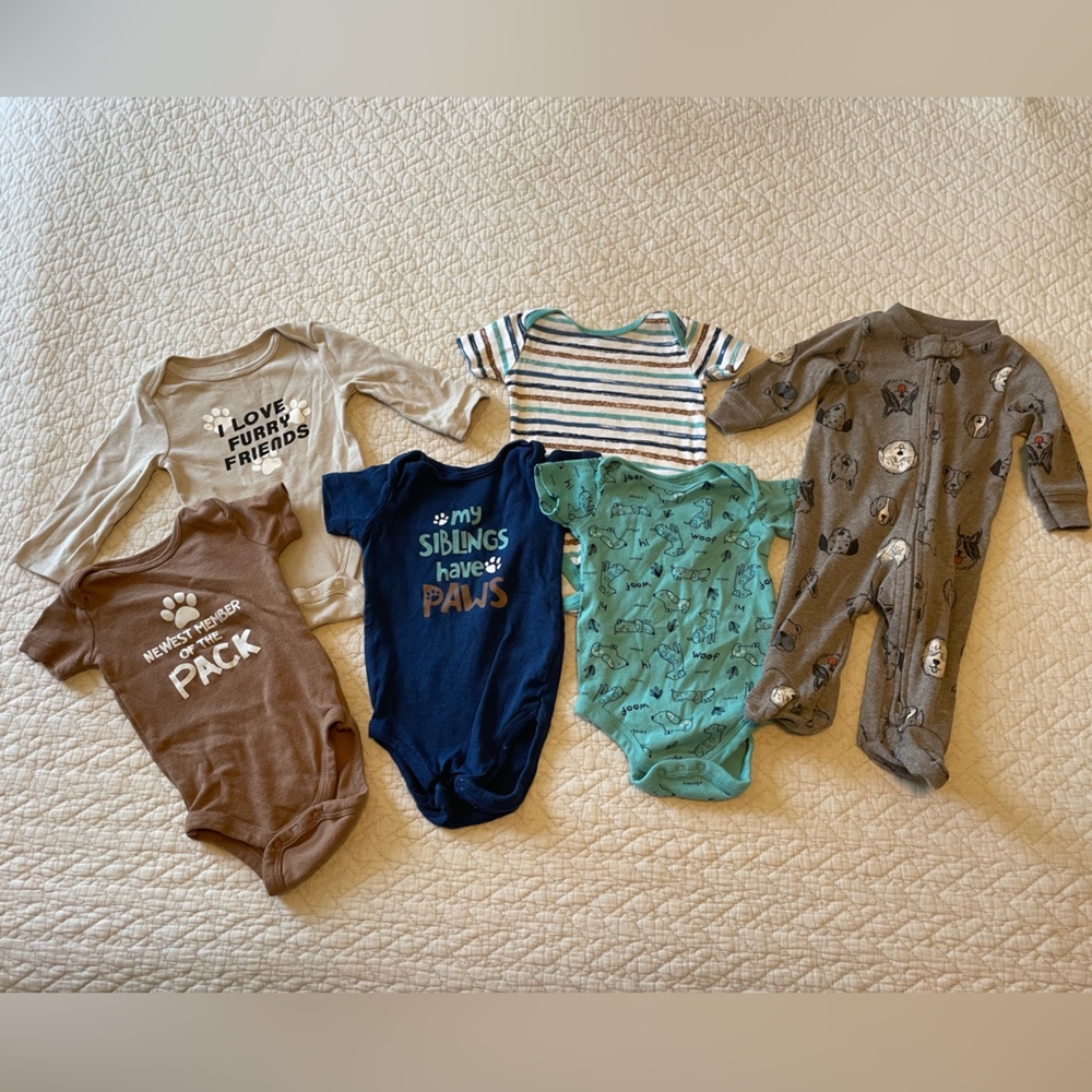 (6) Piece 3-6 Months Boy Onesie Lot - Dog Themed